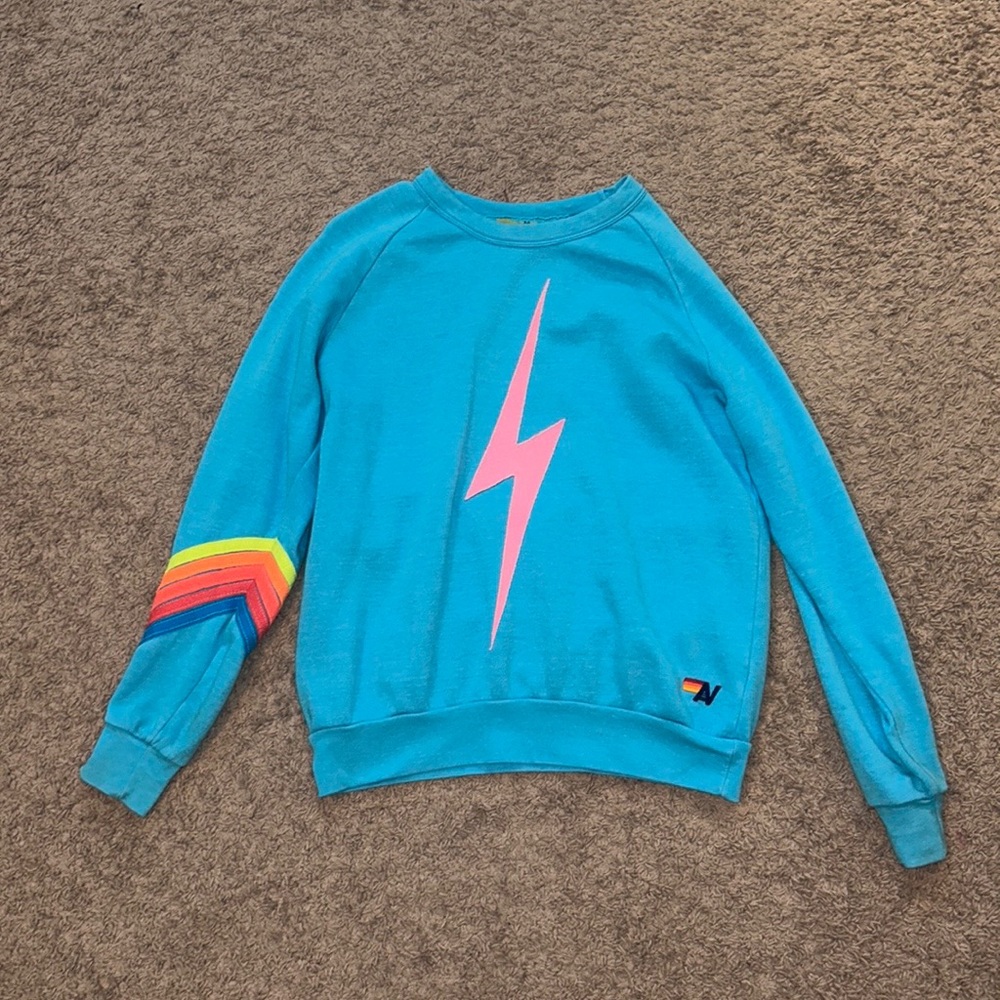 Aviator Nation Blue Lightning Bolt Sweatshirt Gem